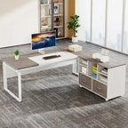 Bureau d'ordinateur exécutif moderne de 63 po, bureau de télétravail de 5 pi (Bureau seulement)