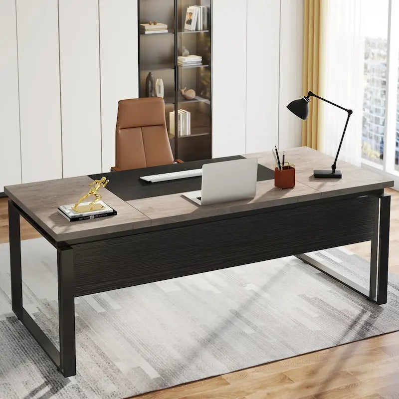 Bureau d'ordinateur exécutif moderne de 63 po, bureau de télétravail de 5 pi (Bureau seulement)