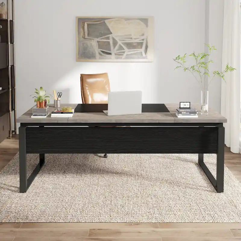 Bureau d'ordinateur exécutif moderne de 63 po, bureau de télétravail de 5 pi (Bureau seulement)