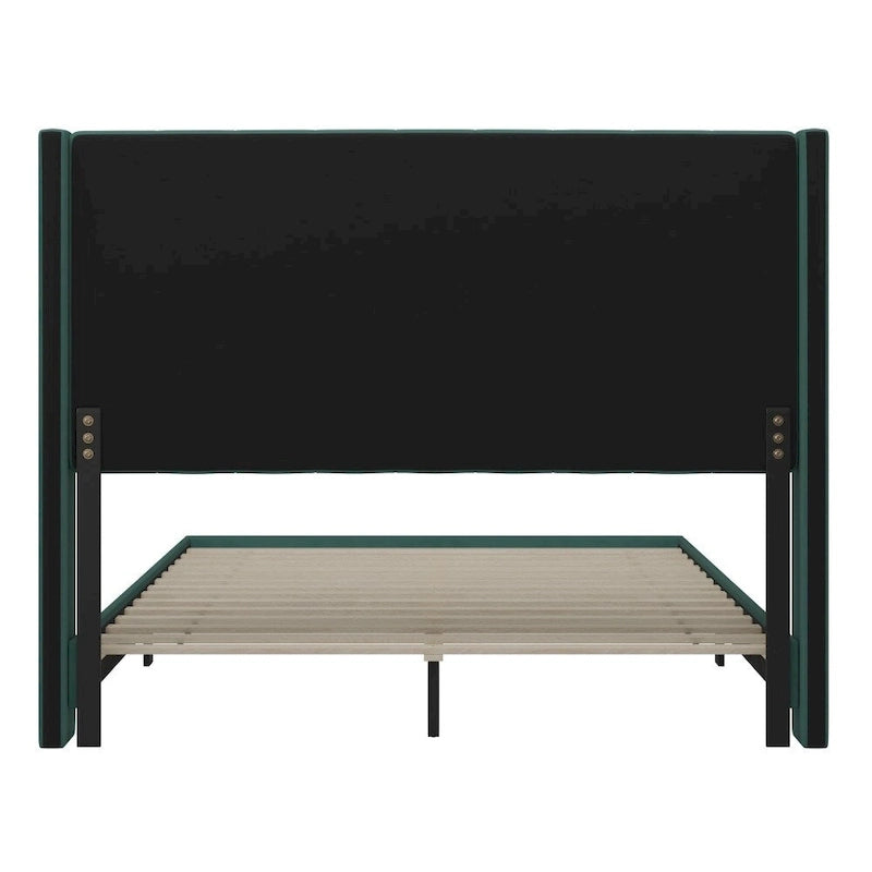Upholstered Platform Bed with Wingback Headboard