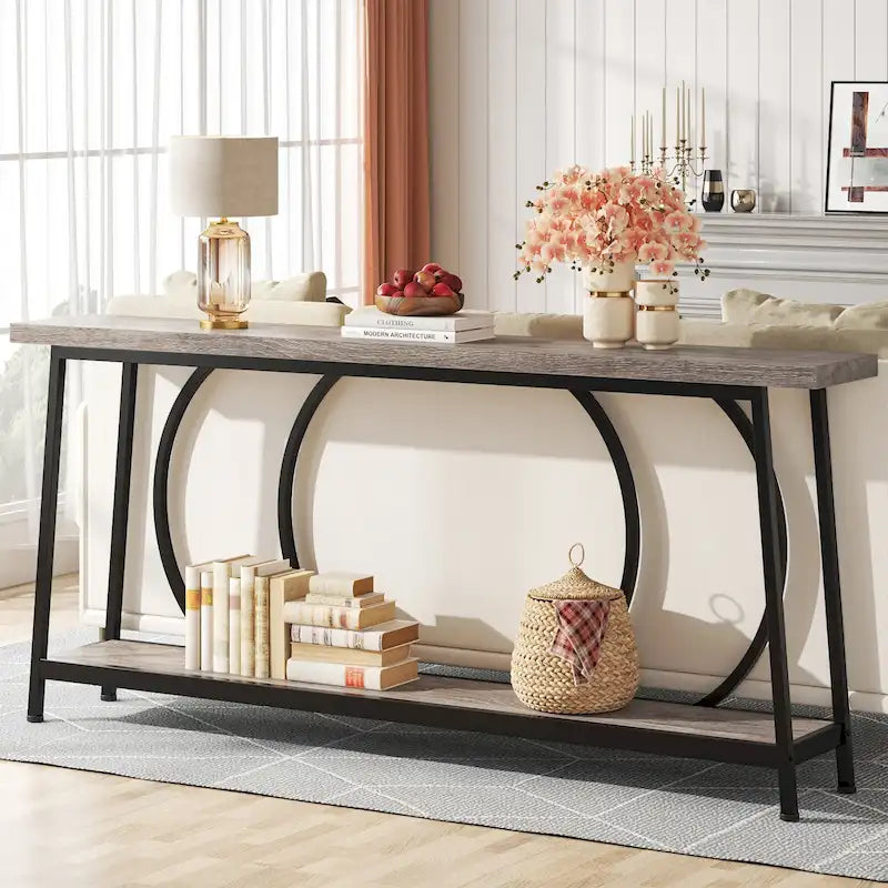 70.9 Inch Sofa Console Table with Storage for Entryway Hallway Living Room Behind Couch