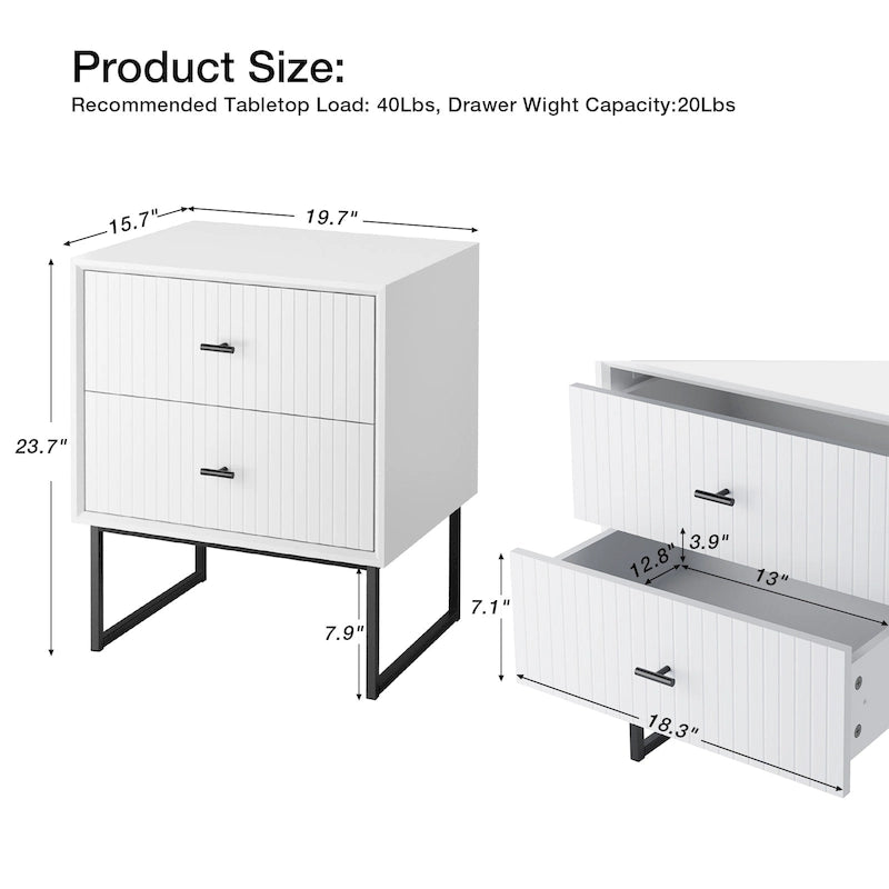 Tables de Chevet, Lot de 2, avec Cadre en Métal, pour Chambre à Coucher, Salon, Table d'Appoint