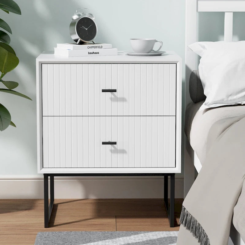 Tables de Chevet, Lot de 2, avec Cadre en Métal, pour Chambre à Coucher, Salon, Table d'Appoint