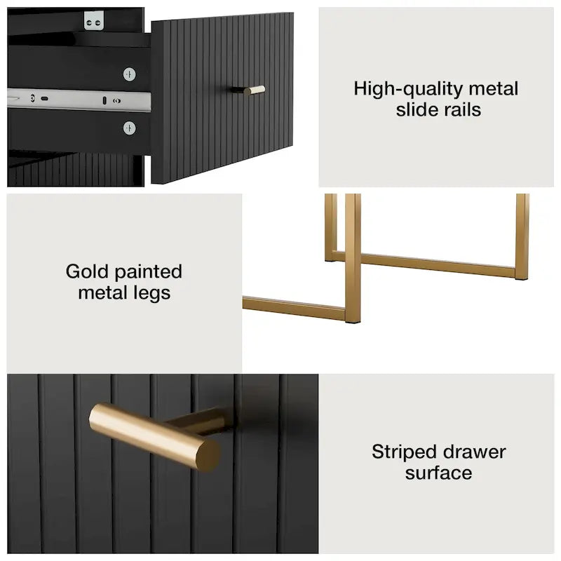 Tables de Chevet, Lot de 2, avec Cadre en Métal, pour Chambre à Coucher, Salon, Table d'Appoint