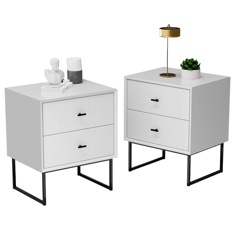 Tables de Chevet, Lot de 2, avec Cadre en Métal, pour Chambre à Coucher, Salon, Table d'Appoint