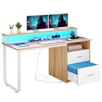 Moasis Computer Desk with Monitor Stand Home Office Gaming Desks with Drawer Filing Cabinet