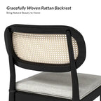 Konstantin Modern Solid Wood Dining Chair with Ratten Back and Removable Cushion Set of 6 by HULALA HOME
