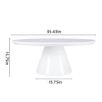 Mesa de centro moderna tipo cono para sala de estar, acabado brillante, 35.4 pulgadas de diámetro, blanco o negro