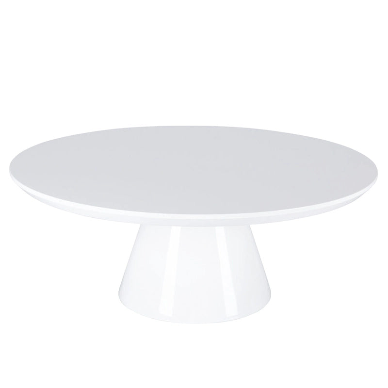 Mesa de centro moderna tipo cono para sala de estar, acabado brillante, 35.4 pulgadas de diámetro, blanco o negro