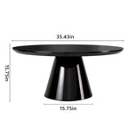 Mesa de centro moderna tipo cono para sala de estar, acabado brillante, 35.4 pulgadas de diámetro, blanco o negro