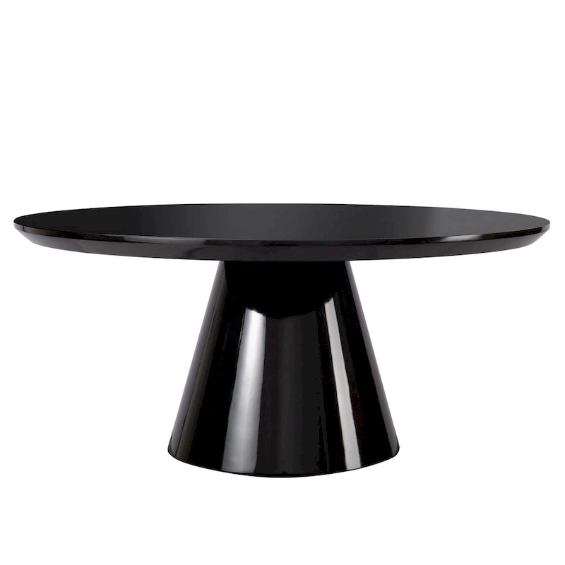 Mesa de centro moderna tipo cono para sala de estar, acabado brillante, 35.4 pulgadas de diámetro, blanco o negro