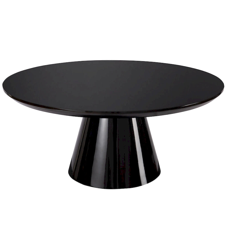 Mesa de centro moderna tipo cono para sala de estar, acabado brillante, 35.4 pulgadas de diámetro, blanco o negro