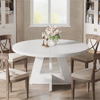 Table à manger ronde de 47 pouces pour 4 personnes, table de salle à manger en bois pour cuisine, salle à manger, salon - N/A