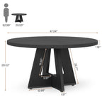 Table à manger ronde de 47 pouces pour 4 personnes, table de salle à manger en bois pour cuisine, salle à manger, salon - N/A