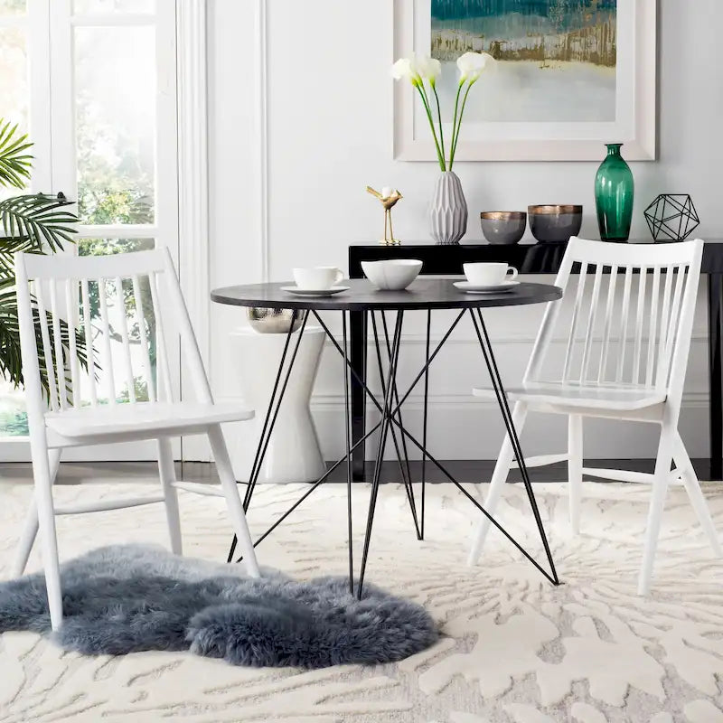 SAFAVIEH Orelia Chaise de salle à manger noire à fuseaux de 48 cm (lot de 2) - 21Wx22Dx34H
