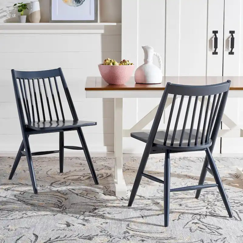 SAFAVIEH Orelia Chaise de salle à manger noire à fuseaux de 48 cm (lot de 2) - 21Wx22Dx34H