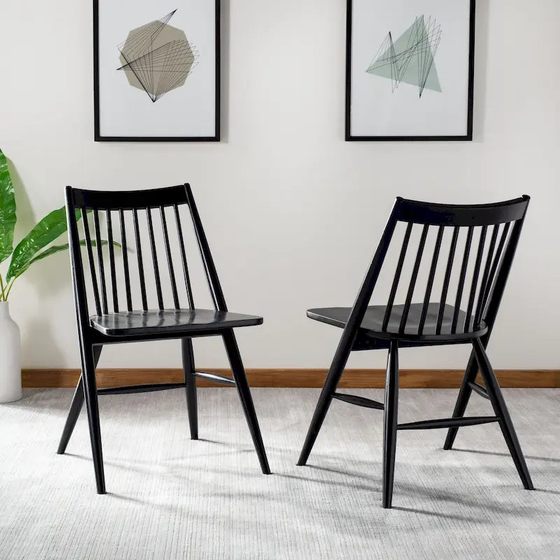 SAFAVIEH Orelia Chaise de salle à manger noire à fuseaux de 48 cm (lot de 2) - 21Wx22Dx34H