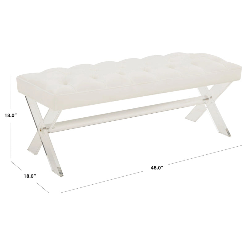 SAFAVIEH Couture Ketevan Tufted Acrylic Bench - 48 In W x 18 In D x 18 In H - 48Wx18Dx18H