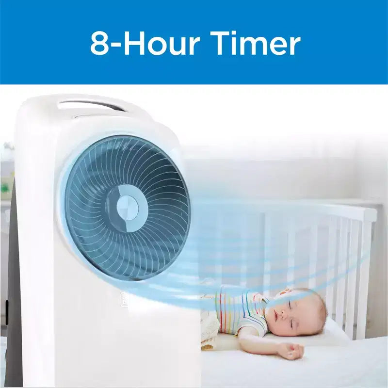 BLACK+DECKER Evaporative Air Cooler with LED Display, Remote Control, 2-Gallon Water Tank - Compact and Lightweight Design, White