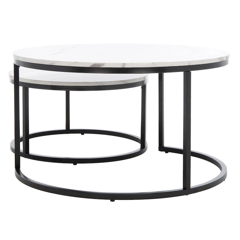 SAFAVIEH Elberta 2 Round Nesting Coffee Table - 43 L x 36 D x 18 H - 32Wx32Dx18H