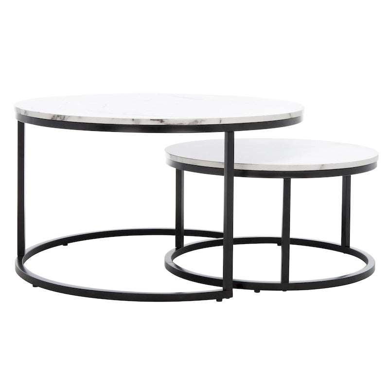 SAFAVIEH Elberta 2 Round Nesting Coffee Table - 43 L x 36 D x 18 H - 32Wx32Dx18H