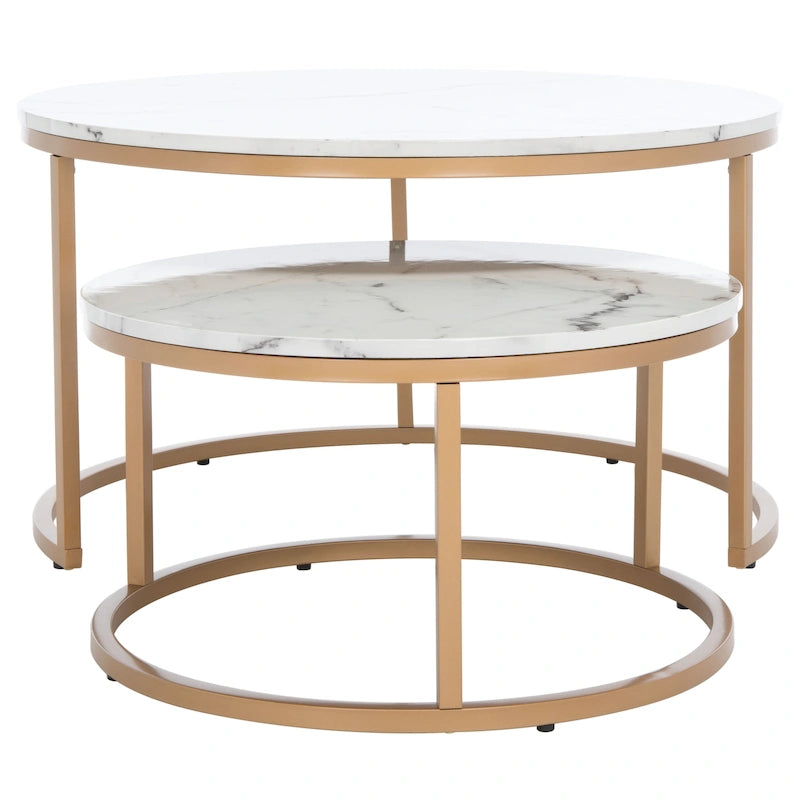 SAFAVIEH Elberta 2 Round Nesting Coffee Table - 43 L x 36 D x 18 H - 32Wx32Dx18H
