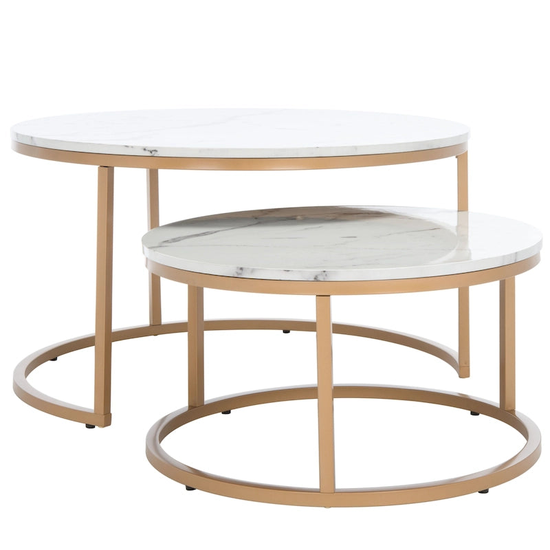 SAFAVIEH Elberta 2 Round Nesting Coffee Table - 43 L x 36 D x 18 H - 32Wx32Dx18H