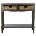 Mesa consola de ratán con cajón y estante inferior - 36W x 13D x 32H