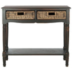 Mesa consola de ratán con cajón y estante inferior - 36W x 13D x 32H