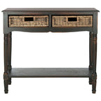 Mesa consola de ratán con cajón y estante inferior - 36W x 13D x 32H
