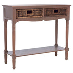 Mesa consola de ratán con cajón y estante inferior - 36W x 13D x 32H