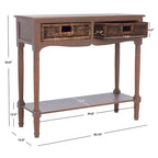 Mesa consola de ratán con cajón y estante inferior - 36W x 13D x 32H