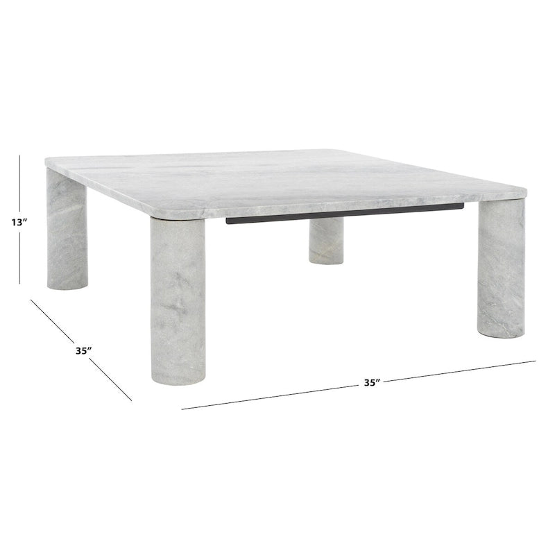 SAFAVIEH Couture Elenka, table basse carrée en marbre - 35 larg. x 35 prof. x 13 haut. (po) - 35Lx35Px13H
