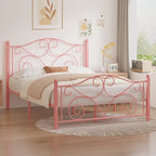 Javlergo Metal Bed Frame with Arched Headboard and Footboard, Heavy Duty Steel Slat Support, No Box Spring Needed