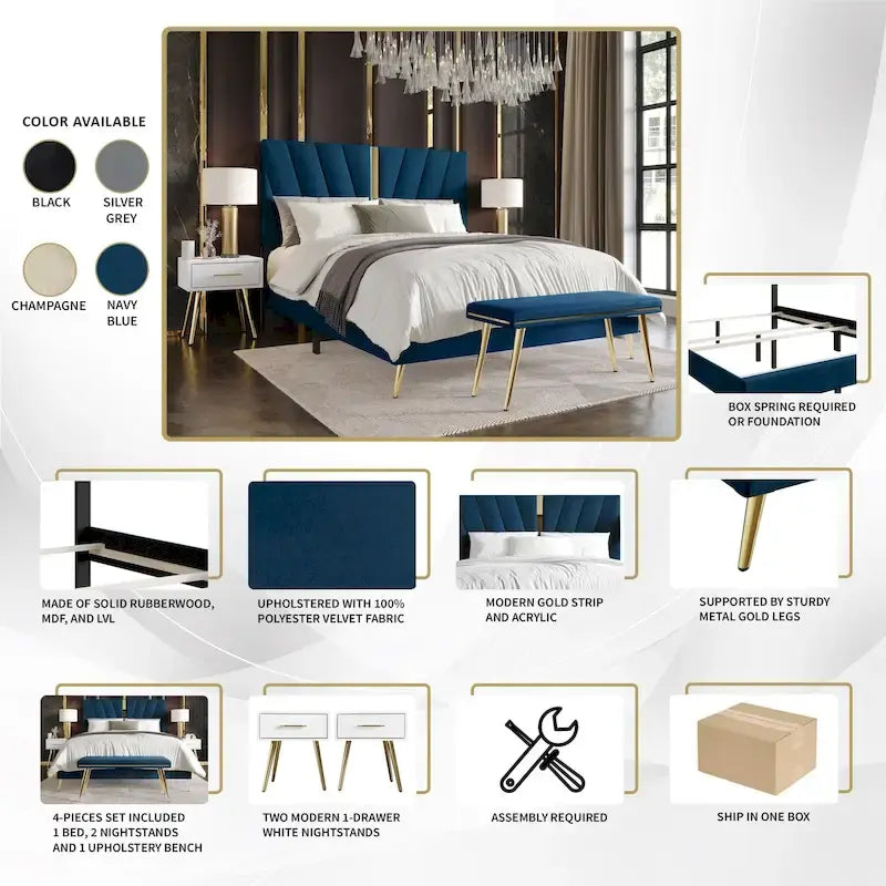 CraftPorch 4 Piece Contemporary Bedroom Set