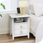 Moasis Table de chevet moderne à LED, lot de 2, avec tiroir et étagère de rangement, table d'appoint avec station de charge