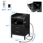 Moasis Table de chevet moderne à LED, lot de 2, avec tiroir et étagère de rangement, table d'appoint avec station de charge