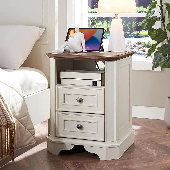 Table de chevet de ferme de 18 po avec station de chargement, table d'appoint, petite table