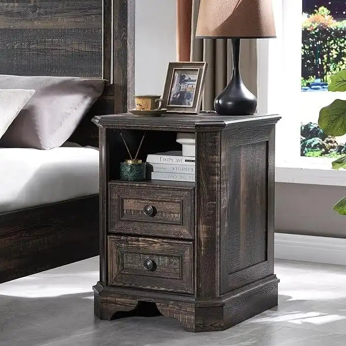 Table de chevet de ferme de 18 po avec station de chargement, table d'appoint, petite table
