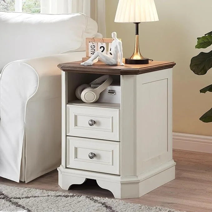 Table de chevet de ferme de 18 po avec station de chargement, table d'appoint, petite table