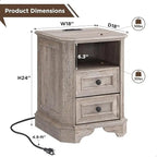 Table de chevet de ferme de 18 po avec station de chargement, table d'appoint, petite table
