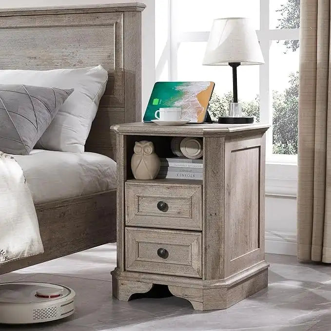 Table de chevet de ferme de 18 po avec station de chargement, table d'appoint, petite table