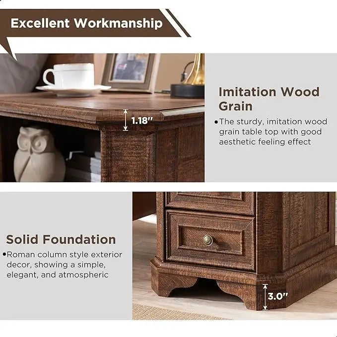 Table de chevet de ferme de 18 po avec station de chargement, table d'appoint, petite table