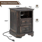 Table de chevet de ferme de 18 po avec station de chargement, table d'appoint, petite table