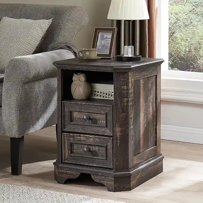 Table de chevet de ferme de 18 po avec station de chargement, table d'appoint, petite table