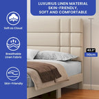 Moasis Queen/King Linen Upholstered Headboard Frame Platform Bed