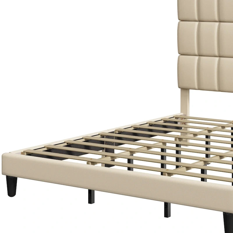 Moasis Queen/King Linen Upholstered Headboard Frame Platform Bed