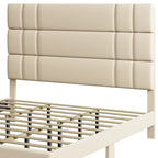 Moasis Queen/King Linen Upholstered Headboard Frame Platform Bed