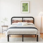 Heavy Duty Anti-Sway 40 Inch Iron Bed With Solid Wood Headboard