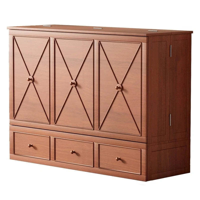 Mixoy Murphy Bed with Foldable Mattress,Modern Cube Cabinet Bed with Storage Drawer & USB Charging Station
